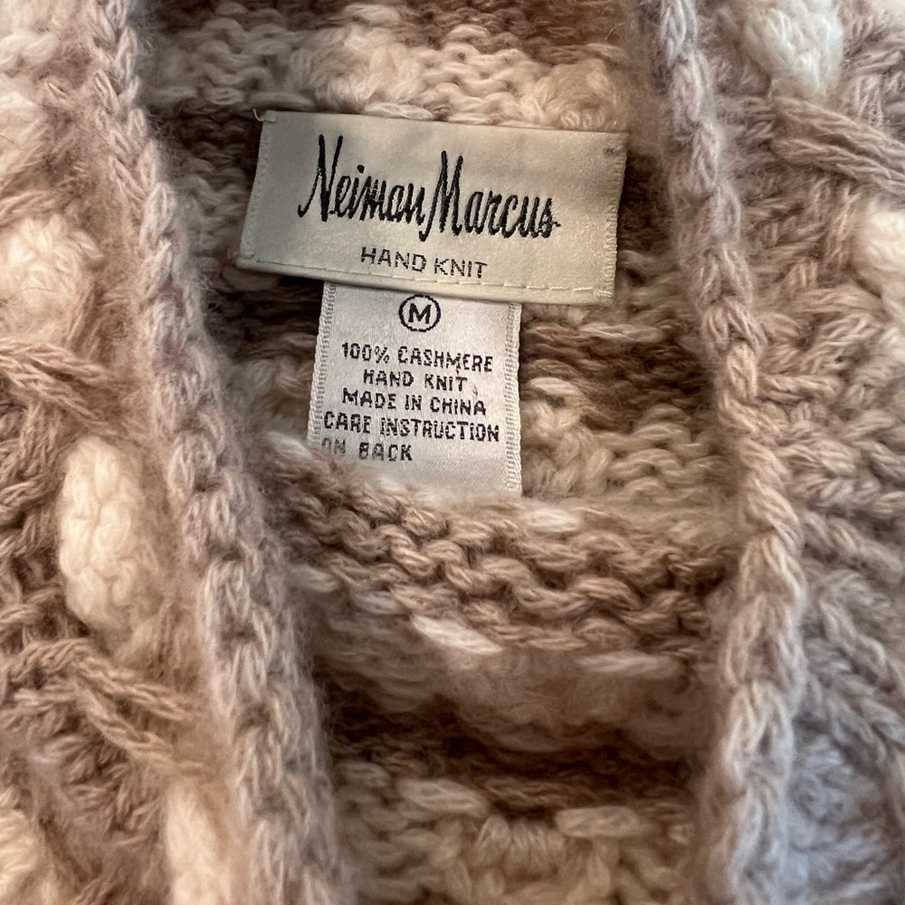 Woman’s Neiman Marcus handknit, cashmere sweater, size medium